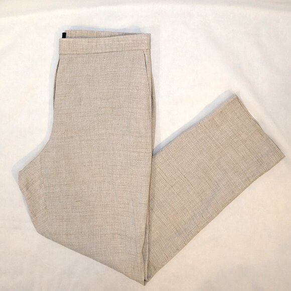 Theory | Linen Treeca Pull-On Ankle Pant Eco Sharkskin in Oat Melange | Size 6 - Picture 5 of 10